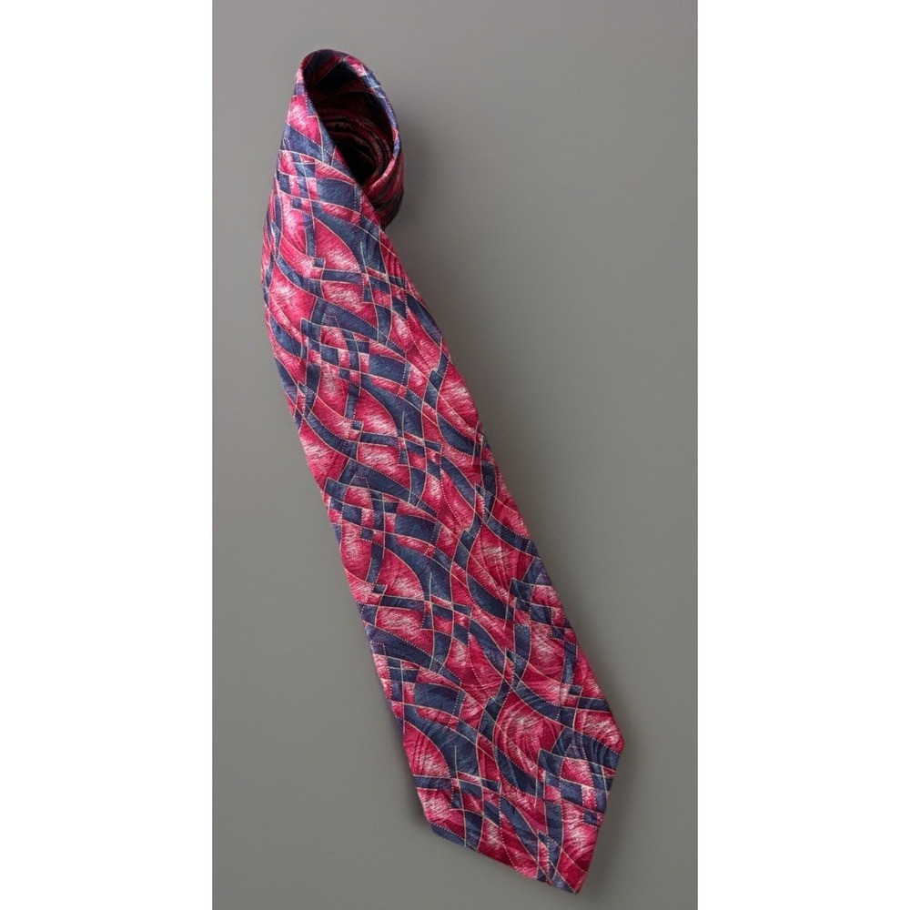 Gianfranco Ruffin Neckwear Tie Red Black Abstract Pattern 100% Silk Italy JBHS